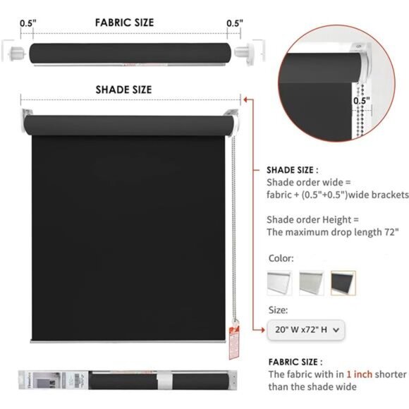 100% Blackout Roller Window Shades, Window Blinds with Thermal Insulated - Picture 6 of 7